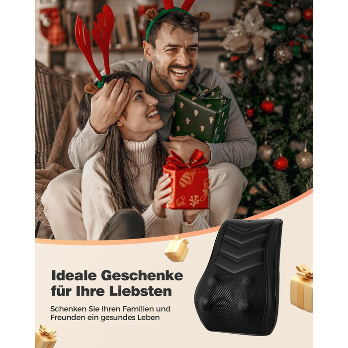 Масажер для шиї та спини Boriwat Shiatsu 3D з функцією підігріву, чорний