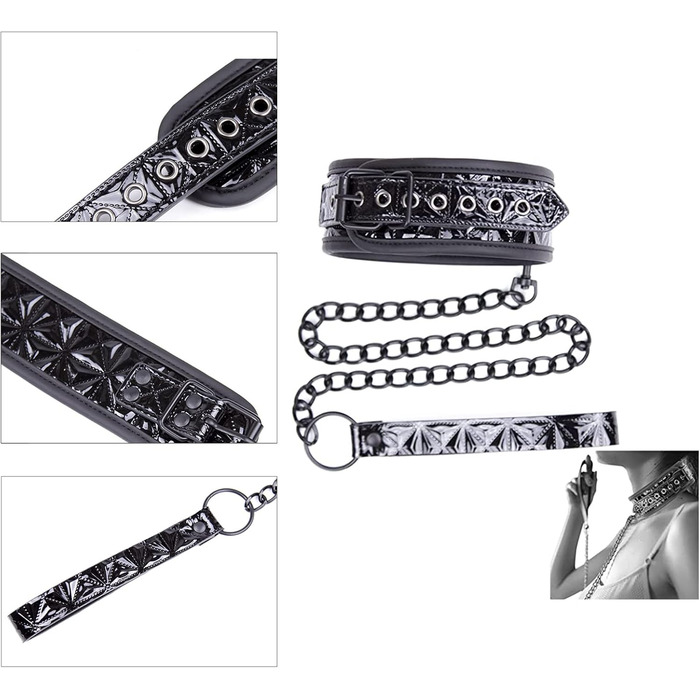 Чорне шкіряне ошейник SM для пар: шкіряний ошейник з кільцем, пов'язки BDSM, іграшки для дорослих, фетиш, пов'язки, іграшки для сексапильної гри, для дорослих
