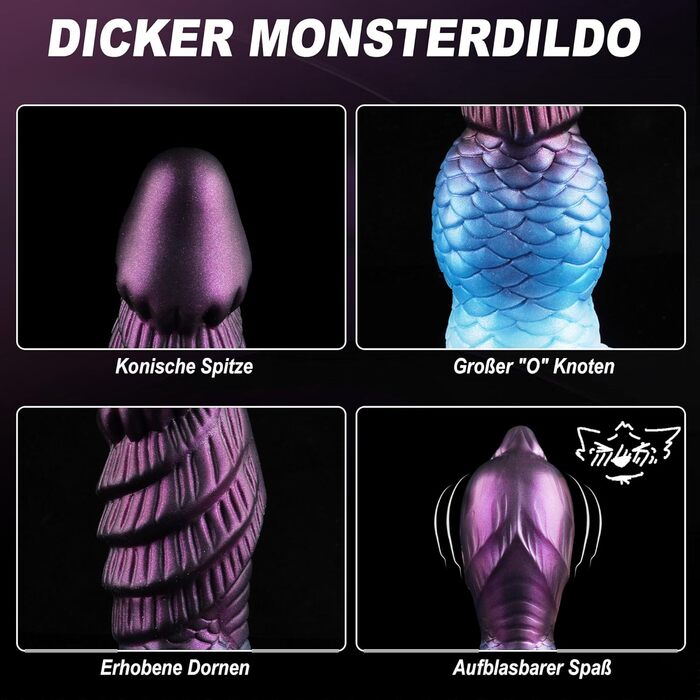 Анальний дилдатор Monster Knot Dildo для чоловіків та жінок, BDSM, стимуляція простати, зелений/блакитний