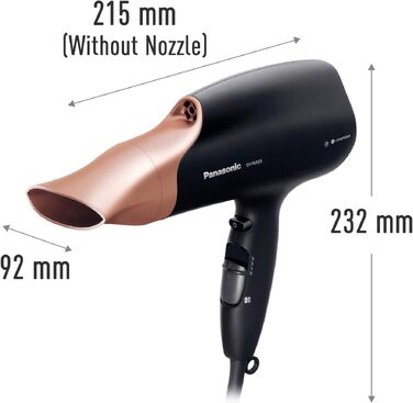 Фен для волосся Panasonic EH-NA7M-P825 nanoe з концентратором, 1600 Вт, складаний, для блиску та швидкого сушіння, Рожеве золото