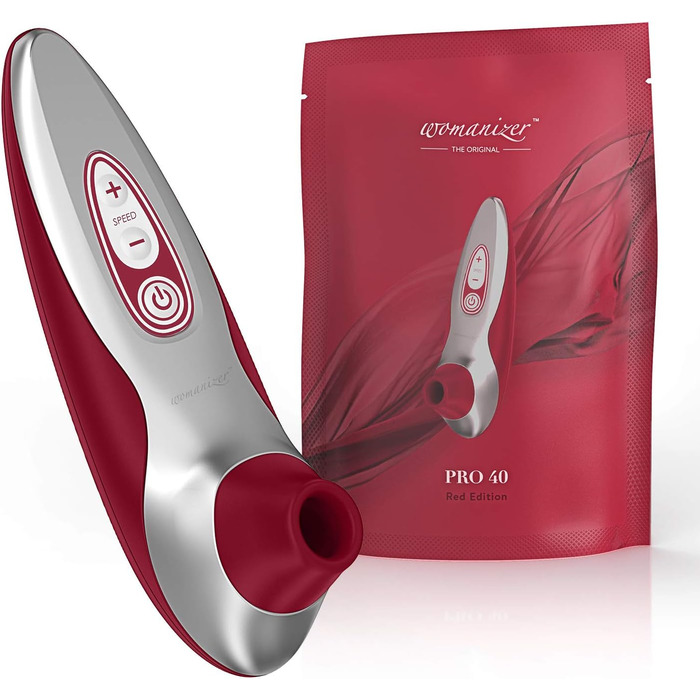 Womanizer Pro 40 - вібратор для клітора: 6 рівнів інтенсивності, тихий, водонепроникний, magenta (червоний)