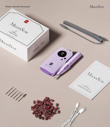 Професійний бездротовий апарат для манікюру MelodySusie SC320F, електрична нігтьова фреза 30000 об/хв для нарощених нігтів, гелю та акрилу (Фіолетовий)