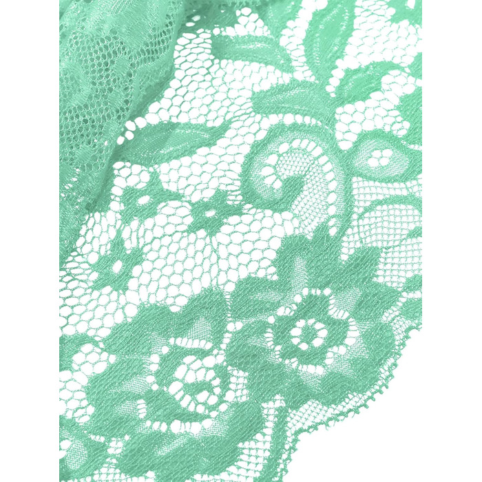 Сексуальний комплект спідньої білизни Lilosy з високою талією та V-подібним вирізом, квіткова мережка, бюстгальтер та трусики, 2-частинний, м'ятний, розмір M