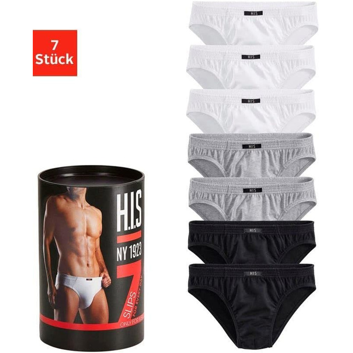 Шкарпетки чоловічі H.I.S. 7 шт. | Змінні щодня | HIS (L, 7 X Білий/Чорний/Сірий)