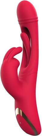 JFRong 3-в-1 Вібратор Кролик: Dildo, Вібратор для жінок, G-точка, Анальний вібратор, 10 режимів, Водостійкий, Червоний