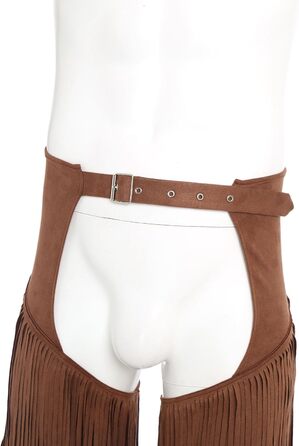 Чоловічі штани-ковбойські в стилі вестерн MSemis з бахромою, з регульованим поясом для вечірок, карнавалу та фестивалів, костюм (темно-коричневий, XL)