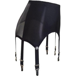 Пояс-тримач для панчіх для жінок з високою талією, сітчатий пояс-тримач з 6 металевими затискачами, регульовані ремінці для панчіх до стегон L-XL, чорний