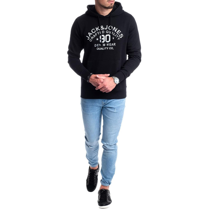 Чоловічий худі Jack & Jones з логотипом, чорний (розмір 3XL)