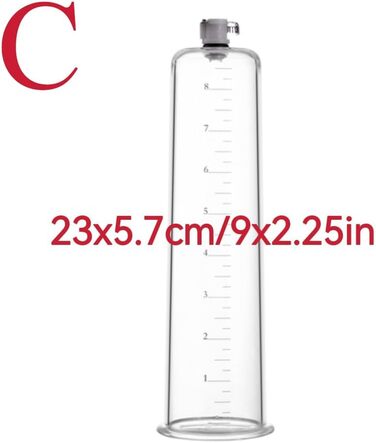 Вакуумний насос для пеніса: прозора трубка з шкалою, ручна помпа для ерекції, збільшення та лікування імпотенції. Аксесуар для чоловічих секс-іграшок (C:23x5.7cm)