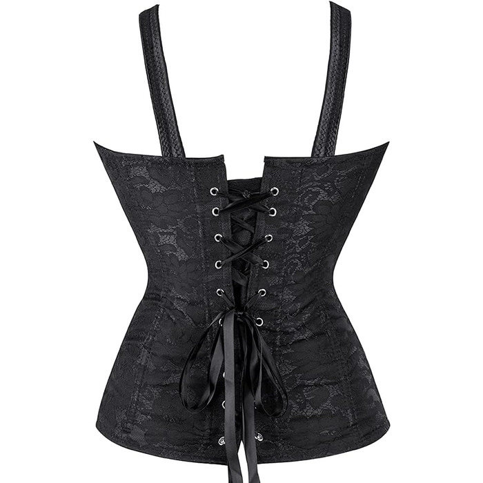 Корсет повномірного крою на блискавку, чорний, для жінок, готичний стиль (L)