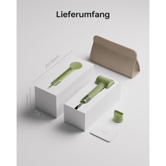 Компактний фен для волосся Laifen Mini, 110 000 об/хв, іонізація, режим для дітей, колір Matcha Green