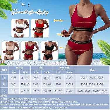 Бікіні Daen Bikini Set: двочастинний купальник пуш-ап з високою талією, спортивний дизайн, для жінок (L, Бордовий)