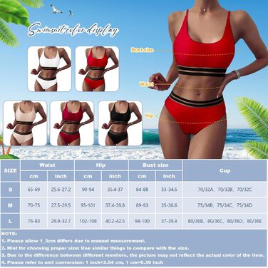 Бікіні Daen Set - двочастинний купальник пуш-ап з високою талією, спортивний, червоний (L)