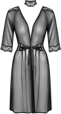 Сексуальний жіночий комплект білизни Selente Love & Fun: халат, танга/ніжна сорочка та шовкова маска для очей (S-M, чорний мереживний)