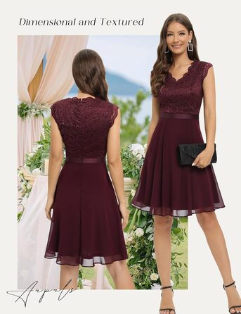 Сукня коктейльна Dressystar жіноча бордового кольору, довжина міні, для вечірки та весілля