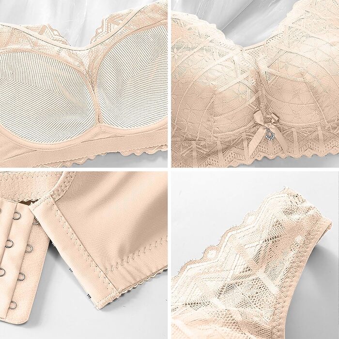3 шт. Комплект класичних мереживних бюстгальтерів CSKJ для спорту, повсякденного носіння та йоги. Push-up, без кісточок, м'який, безшовний, 95C