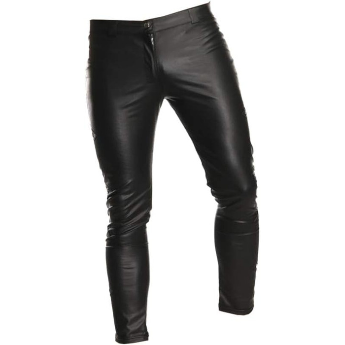 Чоловічі шкіряні штани Lederhosen Slim Fit, чорні - для костюмів та косплею