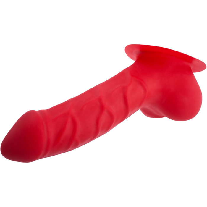 Латексний пеніс-чохол Carlos Schaftlänge 15см, червоний, з основою для приклеювання до латексу - реалістичний пеніс-чохол з великим мошонкою та виразною головкою, MADE IN GERMANY