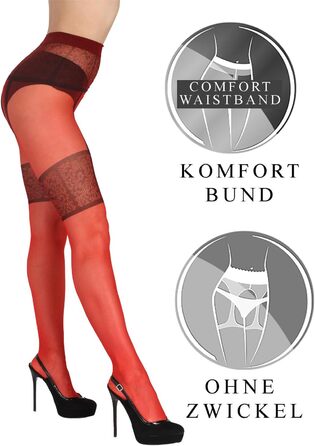 Шкарпетки BANANALU з візерунком, відкритий крок, 20 Den (M, Червоний)