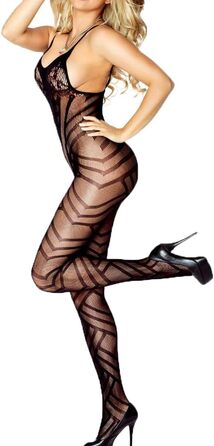 Чорний прозорий мереживний боді-комбінезон з відкритим верхом для жінок, S/M