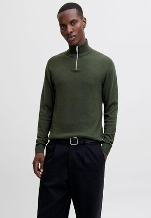Чоловічий в'язаний кардиган Jack & Jones з чверть-замком, однотонний, розмір XL