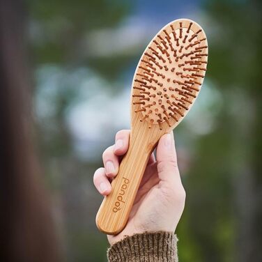 Бамбукова щітка для волосся pandoo Paddle Brush — масажна щітка з закругленими бамбуковими щетинками для розплутування та щоденного догляду