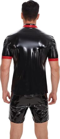 Чоловіча сорочка SDGHH-8MMDM з еластичної шкіри, чорна, XL. Сорочка з короткими рукавами, для клубів та відпочинку, облягаючий крій.