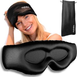 Шовкова 3D маска для сну MyHalos з виїмками для очей — світлонепроникна маска з шовку малбери для жінок та чоловіків, для глибокого сну та подорожей
