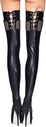 Сексуальні панчохи з шнурівкою та мереживом 7Heaven, чорний, S-M