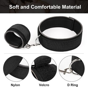 Набір для БДСМ-фетишу: БДСМ-набір для пар, фетиш-набір для зв'язування, набір для сексуальних ігор з регульованим ошейником та наручниками. Ідеально для пар.