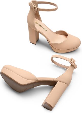Жіночі туфлі-човники DREAM PAIRS на високих підборах та платформі, колір бежевий (Nackt), розмір 41 EU