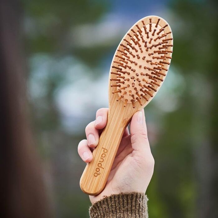 Бамбукова щітка для волосся pandoo Paddle Brush — масажна щітка з закругленими бамбуковими щетинками для розплутування та щоденного догляду