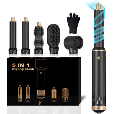 Стайлер для волосся 5 в 1 UKLISS Airstyler Pro: багатофункціональний набір для сушіння та укладки (фен, брашинг, гофре, вирівнювач), 1000 Вт, чорний