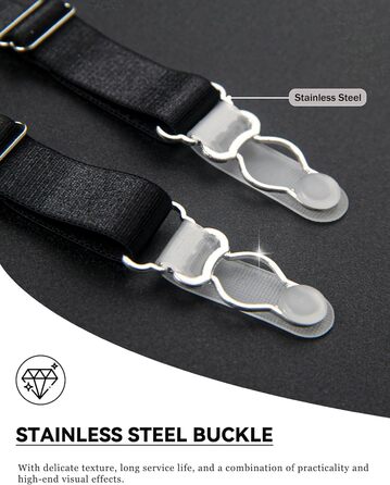 Жіночий корсетний пояс з мереживом Ohmydear з 4 кліпсами. Сучасний корсетний ремінь з високою талією, сексуальний набір спідньої білизни з панчішними галтелями. Розміри XS-4XL (1 упаковка - чорний корсетний пояс + панчішні мереживні панчохи, M-L)