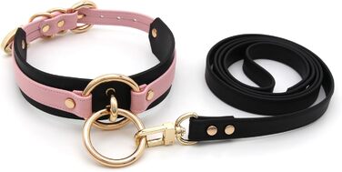Чокер Lalatia з кільцем на шиї: шкіряний чокер для жінок (рожевий, чорний, золотий)
