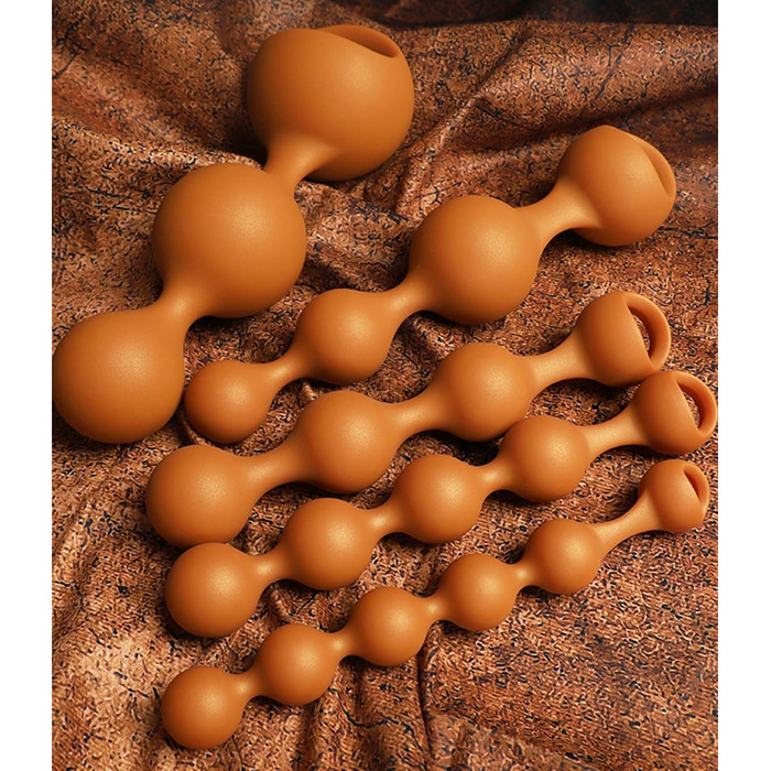 Анальні кулі з силікону різних розмірів (5 шт.) для тренування та масажу. Анальний плаг, дилататор, гачок, анальдуше. Іграшки для дорослих, unisex