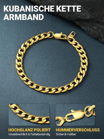 Чоловічий сталевий браслет-ланцюг PROSTEEL (панцирний), нержавіюча сталь, золотистий колір, 23 см, ширина 6 мм
