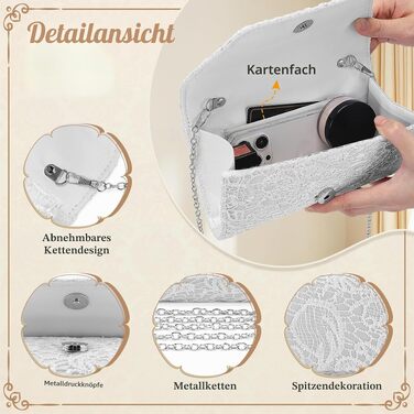 Жіночий вечірній клатч BAIGIO Elegante з мереживом, білий