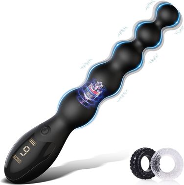 Вібруючий анальний плаг, кулі, масажер простати, вібруючий аналізатор, чоловічий мастурбатор, секс-іграшка для дорослих, 9 режимів вібрації, з 2 кільцями для чоловіків