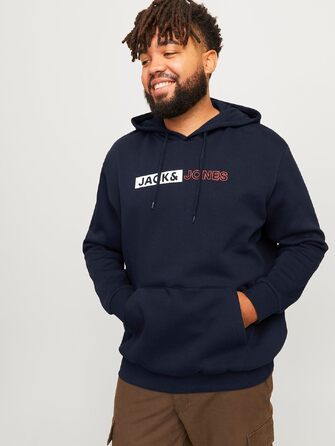 Чоловічий теплий худі з принтом JACK & JONES Basic JJEOGO, колір Dusty Olive (великі розміри 8XL)