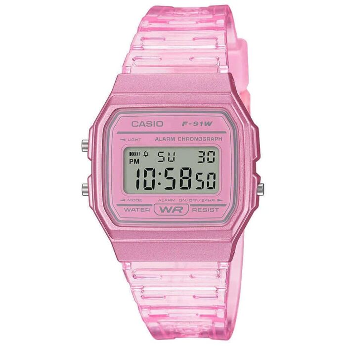 Жіночий кварцовий наручний годинник Casio Collection F-91WS-4EF рожевого кольору