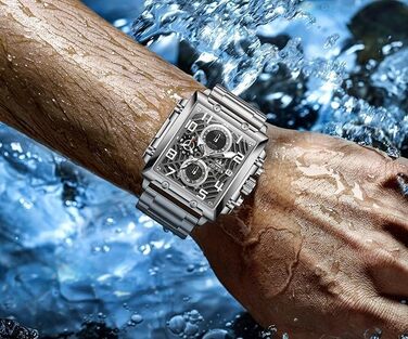 Чоловічий наручний годинник OLEVS Chronograph (2958 Срібло) — класичний кварцовий годинник з японським механізмом, шкіряним ремінцем, календарем та водою стійкістю