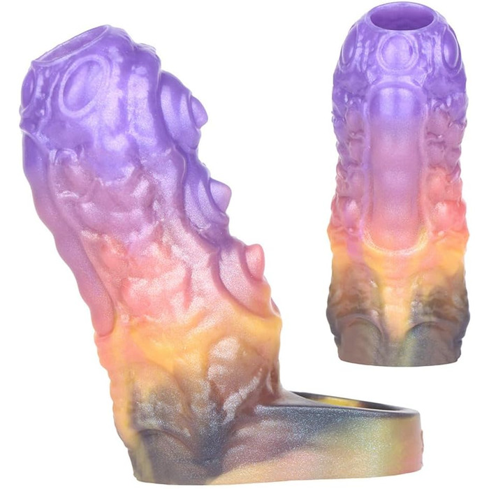 Секс-іграшка: Реалістичний пеніс-чохол з рідкого силікону, розтягуваний кільце для збільшення ерекції та збільшення розміру пеніса