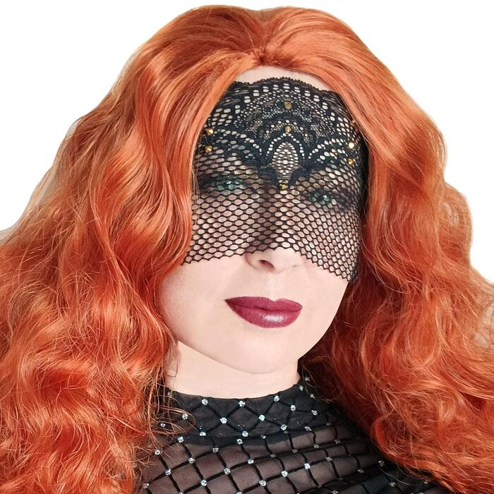 Чорна мереживна півмаска для жінок з червоними стразами – венеціанська маска для маскараду, карнавалу, весілля, вечірки, косплею, бурлеску та Марді Гра (Чорний (золоті стрази))