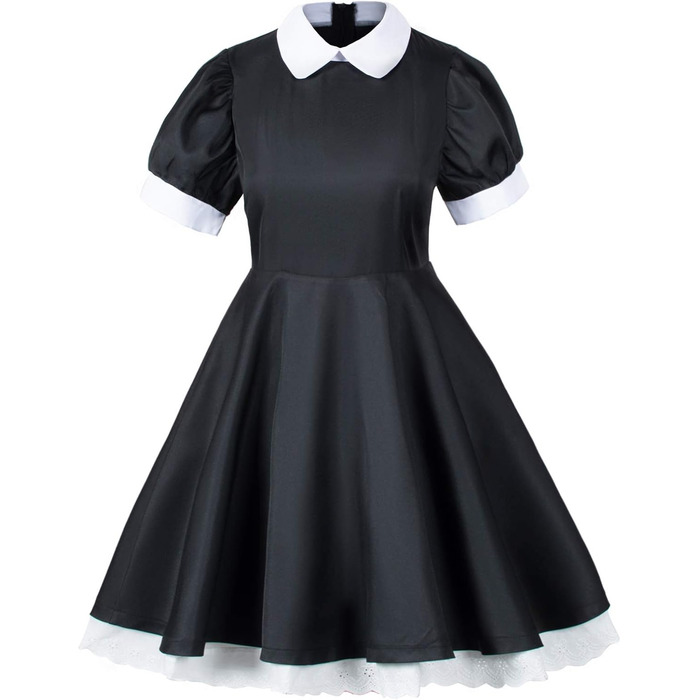 Костюм Аніме Лоліта Французька Служанка, Комплект з 6 предметів: Шюрка, Перчатки, Головний Убір, Шкарпетки, Костюм Cosplay, Чорний/Синій (XL)