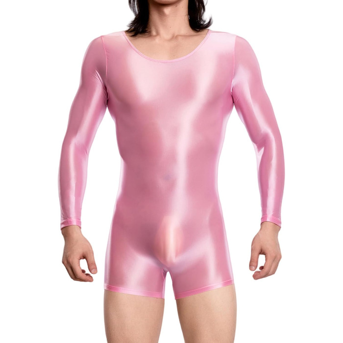 Чоловічий боді з довгим рукавом AIEOE (Рожевий, M) – блискучий, з довгим рукавом