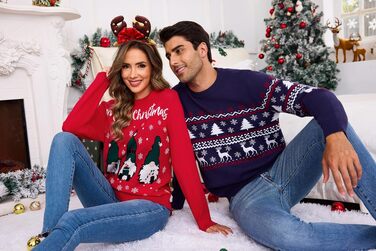 Смішний різдвяний светр Terecey Daen з принтом, зимовий світшот Ugly Christmas Sweater, червоний, XL