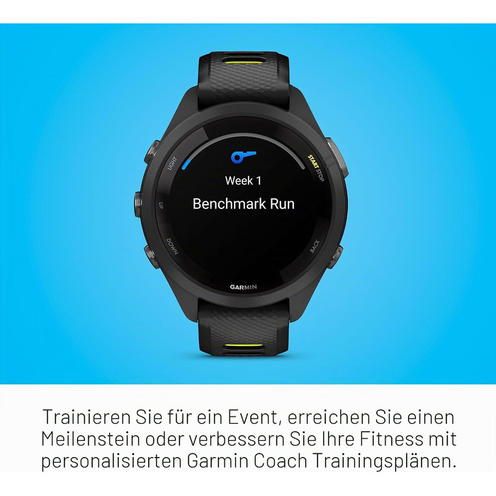 Спортивний смарт-годинник Garmin Forerunner 265S з AMOLED-дисплеєм, функціями тренувань та відновлення, 42 мм (Black/Amp Yellow)