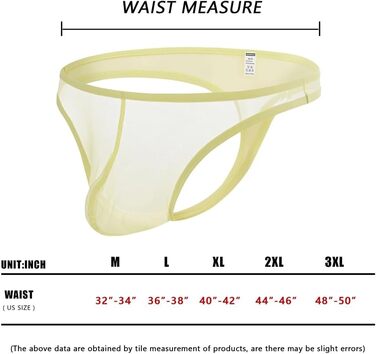 Сліп BIATWOWR для чоловіків, труси-сліпи з прозорого матеріалу, сексуальна білизна (XXL, жовтий)