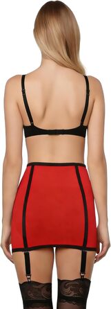 Корсет жіночий з високою талією, металева застібка, знімні мережива, спідня білизна, 6 ремінців, стринги червоний M